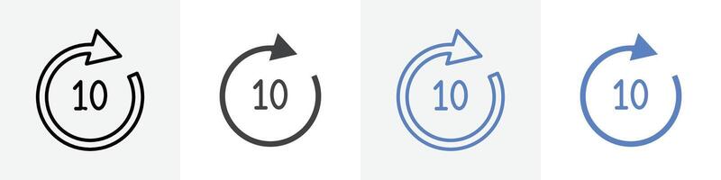 10 sec skip icon set use for web ui or app vector