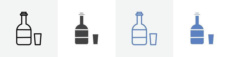 bottle and glass icon set use for web ui or app vector
