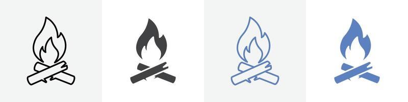 camp fire icon set use for web ui or app vector