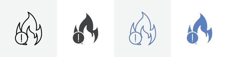 fire danger icon set use for web ui or app vector