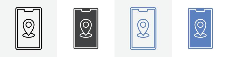 location in phone icon set use for web ui or app vector