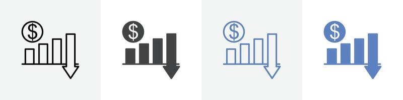 money value decrease icon set use for web ui or app vector