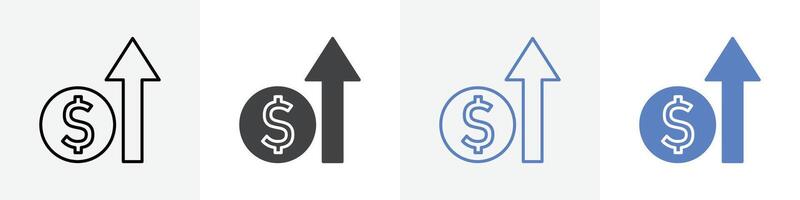 money value increase icon set use for web ui or app vector