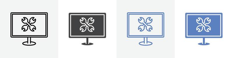 monitor repair icon set use for web ui or app vector