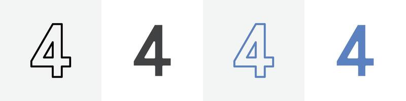 number 4 icon set use for web ui or app vector