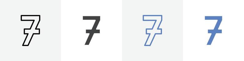 number 7 icon set use for web ui or app vector