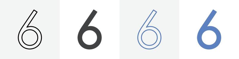 number 6 icon set use for web ui or app vector