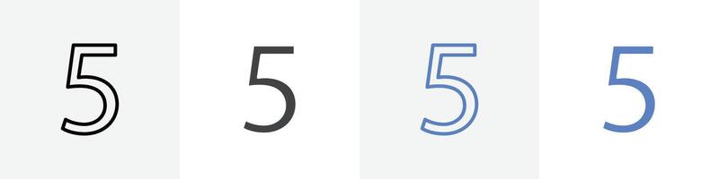 number 5 icon set use for web ui or app vector