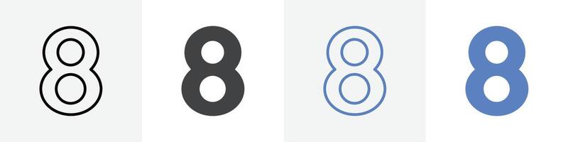 number 8 icon set use for web ui or app vector