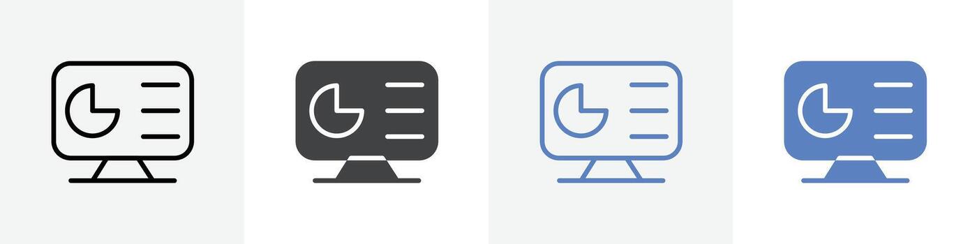 tarta grafico en monitor icono conjunto utilizar para web ui o aplicación vector