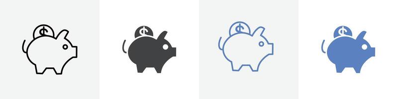 piggy bank icon set use for web ui or app vector