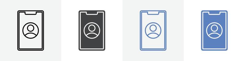 profile in phone icon set use for web ui or app vector