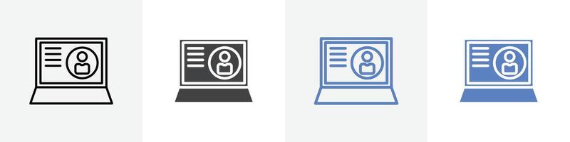 profile in laptop icon set use for web ui or app vector
