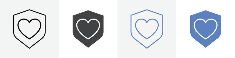 safe heart icon set use for web ui or app vector