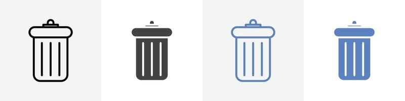 trash can icon set use for web ui or app vector