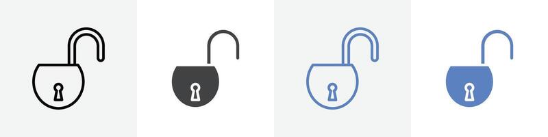 unlocked icon set use for web ui or app vector