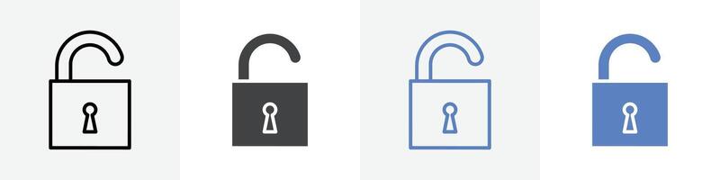 unlocked lock icon set use for web ui or app vector