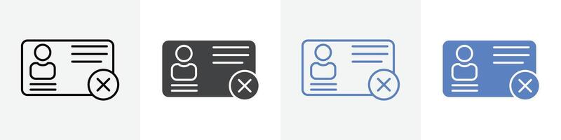 wrong id card icon set use for web ui or app vector