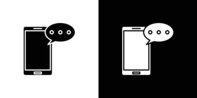 Chatting message on mobile phone icon Outline sign symbol set vector
