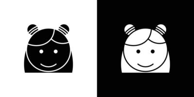 Happy girl face icon Outline sign symbol set vector