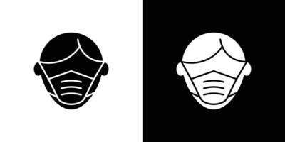 Man face with mask icon Outline sign symbol set vector