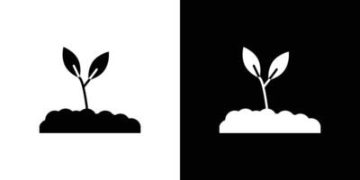 Seedling in soil icon Outline sign symbol set vector