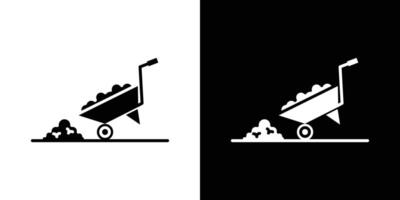wheelbarrow unloading icon Outline sign symbol set vector