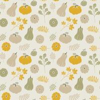 Autumn simple pattern with pumpkin and leave vector