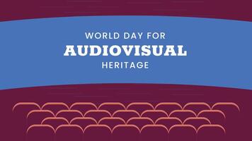 World day for Audiovisual heritage horizontal banner. October 27. Retro colors. Minimal holiday concept. Template for background, social media post, web banner, card, poster with text inscription vector
