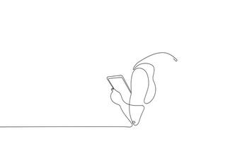 Simple continuous line animation showing an architect collaborating with workers to go over plans at the construction site. video