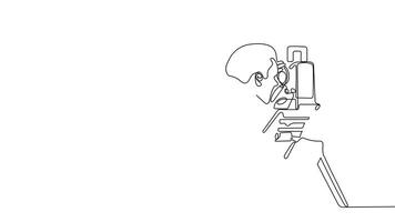 Architects meeting on-site to review building plans with the team, drawn in a single, unbroken line animation. video