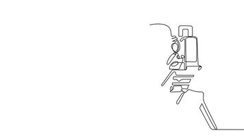 Fluid line drawing of a construction site meeting where architects and team members discuss building plans video