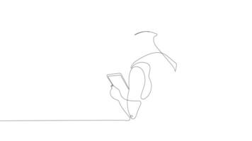 One continuous line art showing architects meeting at the construction site to talk over blueprint details. video