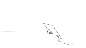 Animated drawing of continuous line draw architect meeting at construction site to talk blueprint design to team member. Building architecture concept. Single line animation. High quality 4k footage video