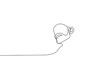 Animated drawing of continuous line draw. Continuous line sketch of an architect at a job site, reviewing plans with construction workers video