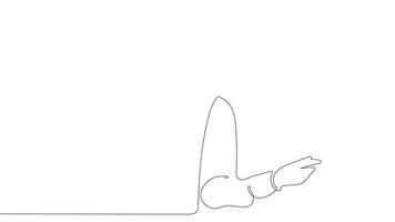 Animated drawing of continuous line draw architect meeting at construction site to talk blueprint design to team member. Building architecture concept. Single line animation. High quality 4k footage video