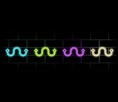 3d render, abstract minimalist geometric background. Glowing neon arrow points right, direction symbol vector