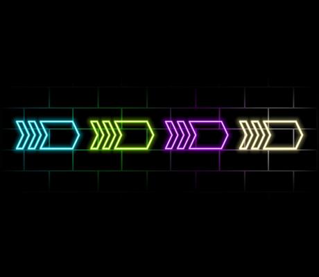 AI chip and two recycle digital arrows. Abstract digital AI processor in low poly wireframe with neon blue lights effects. Technology background. Artificial Intelligence concept. illustration.