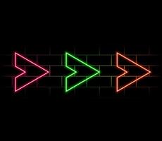 neon arrow luminous indicator neon tube showing right direction to right side glowing icon on transparent background vector