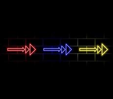 Abstract neon arrow icon animation background. Right arrow globe neon icon. Up right neon arrow. neon arrow sign. vector