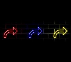 Neon arrow. Moving arrow motion. Animation arrow on black background. Glowing neon arrows moving vector