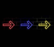3d render, abstract minimalist geometric background. Pink blue neon arrow, linear symbol, rising chart vector