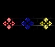a red neon arrow turning right. Road sign icon light glow red, bright symbol with a dark background icon in chat neon. A bright red glowing symbol with a dark vector