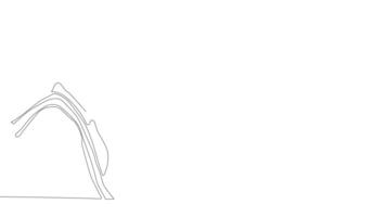 Animated drawing of continuous line draw architect meeting at construction site to talk blueprint design to team member. Building architecture concept. Single line animation. High quality 4k footage video