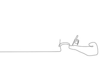 Animated drawing of continuous line draw architect meeting at construction site to talk blueprint design to team member. Building architecture concept. Single line animation. High quality 4k footage video
