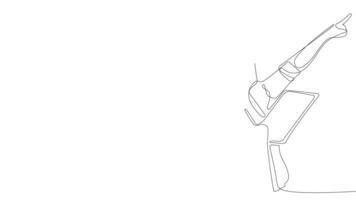Minimalist sketch of a construction team discussing a blueprint with the architect in a continuous line style. video