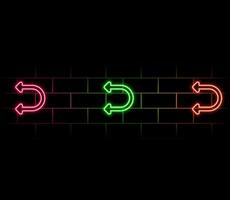 3d rendering, abstract background of neon arrows glowing in the dark, blue pink red gradient, ultraviolet light. Modern minimalist wallpaper vector