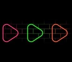 Neon arrow pointing at a black background on a glossy floor. vector