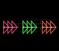 Glowing neon line Refresh icon isolated on brick wall background. Reload symbol. Rotation arrows in a circle sign. Illustration. vector
