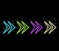 Futuristic Sci Fi Modern Neon Yellow Glowing Arrow Frame for Banner on Dark Empty Grunge Brick Background. Retro Neon Sign vector